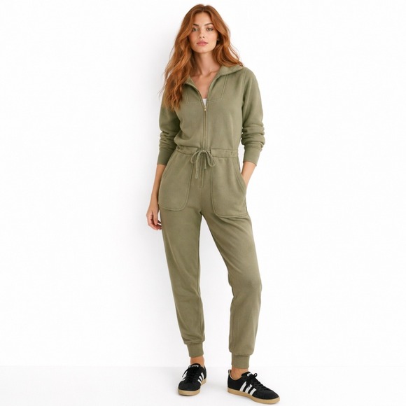 Alex Mill Pants - Alex Mill Cotton Terry‎ Zip Front Jumpsuit Military Green Sz S
